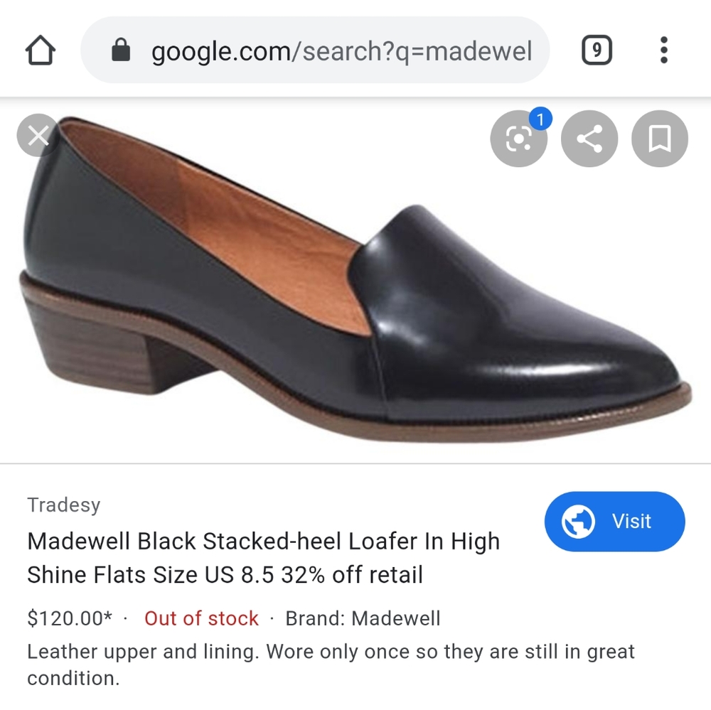 Madewell black stacked- heel loafer